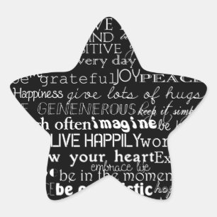 Black White Inspirational Words Christmas Star Sticker