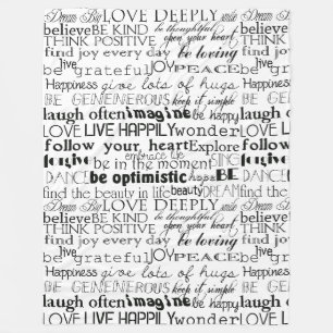 Black White Inspirational Words Fleece Blanket