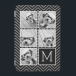 Black White Instagram 5 Photo Collage Monogram iPad Mini Cover<br><div class="desc">Background includes an optional chevron Pattern - Use five square photos to create a unique and personal gift. Or you can keep the hipster puppy and make a trendy keepsake. If you need to adjust the pictures,  click on the customise tool to make changes.</div>