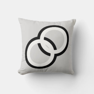 Black & White Interconnected Circles on Light Grey Cushion
