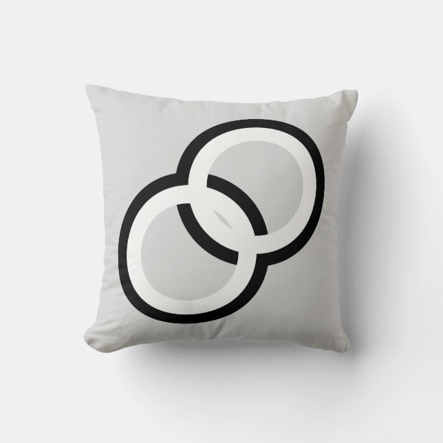 Black & White Interconnected Circles on Light Grey Cushion (Front)