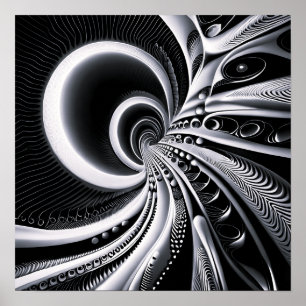 Black & White Into The Wormhole  Poster