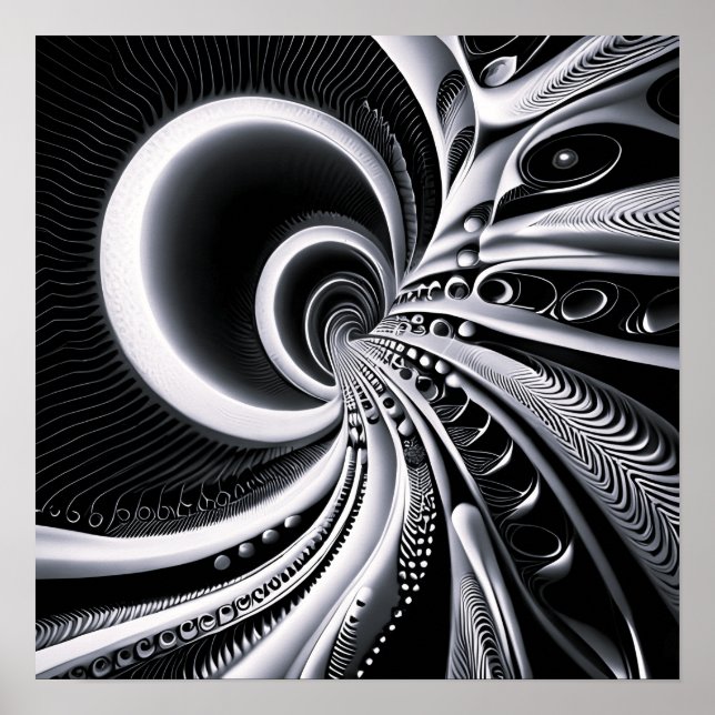 Black & White Into The Wormhole  Poster (Front)