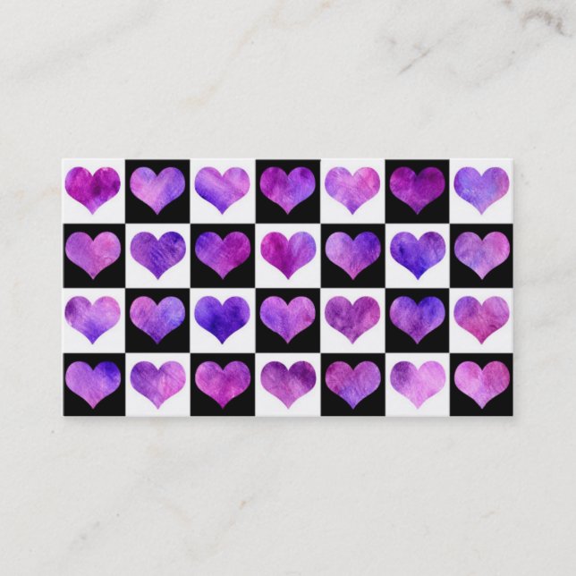 Black & White Iolanthe Hearts Business Card (Front)