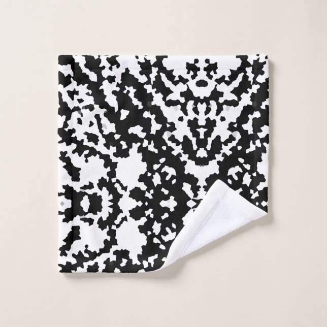 Black White Irregular Abstract Pattern Wash Cloth (Wash Cloth)