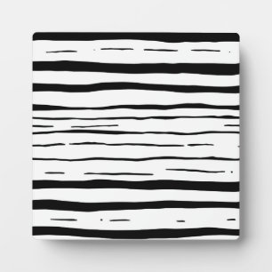 Black White Irregular Stripes Pattern Plaque