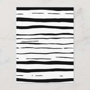 Black White Irregular Stripes Pattern Postcard