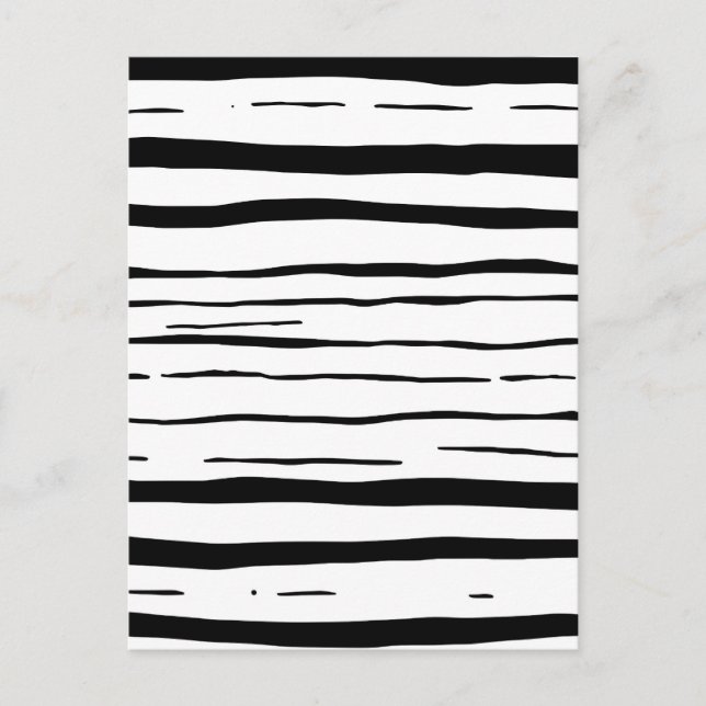 Black White Irregular Stripes Pattern Postcard (Front)
