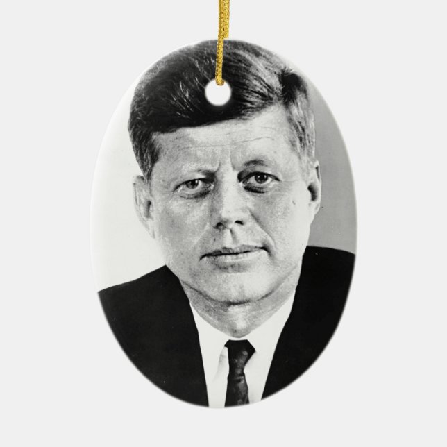 Black & White Jack JFK John F. Kennedy Ceramic Ornament (Front)