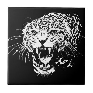 Black & White Jaguar Ceramic Tile
