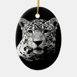 Black & White Jaguar Ceramic Tree Decoration