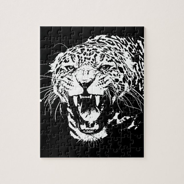 Black & White Jaguar Jigsaw Puzzle (Vertical)