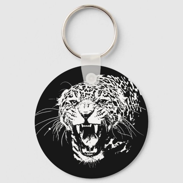 Black & White Jaguar Key Ring (Front)