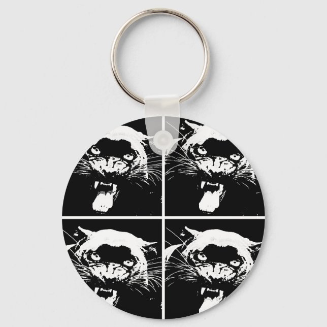 Black & White Jaguar Key Ring (Front)