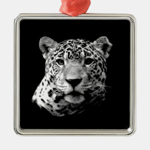 Black & White Jaguar Metal Ornament