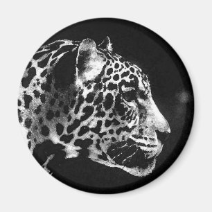 Black & White Jaguar Pop Art Magnet