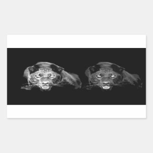 Black & White Jaguar Rectangular Sticker