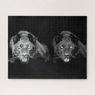Black & White Jaguar - Wild Animals Big Cats Jigsaw Puzzle