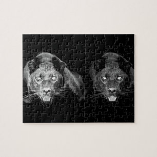 Black & White Jaguar - Wild Animals Big Cats Jigsaw Puzzle