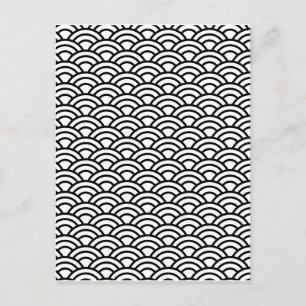 Black & White Japanese Fish Scale Circle Geometric Postcard