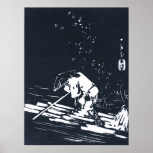 Black&White Japanese Painting: Hanaikada Poster