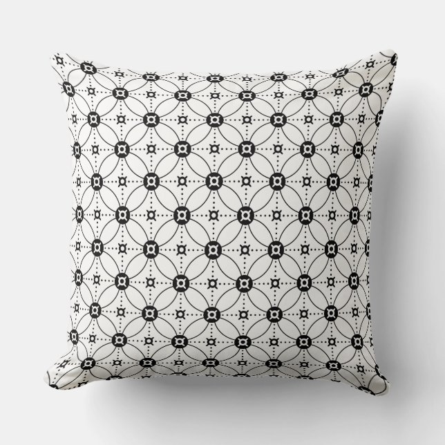Black White Japanese Square  Cushion (Front)