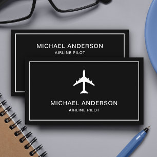 Black White Jet Aircraft Aeroplane Airline Pilot Business Card