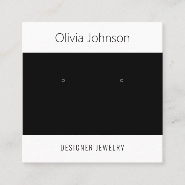 Black White Jewellery Earring Display Business Car Square Business Card (Front)