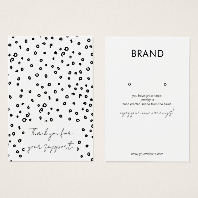 Black & White Jewelry Earring Display Card (Front & Back)