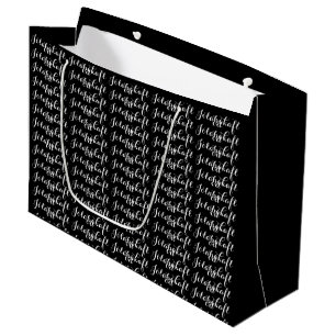 Black White Jólabókaflóð Book Flood Large Gift Bag