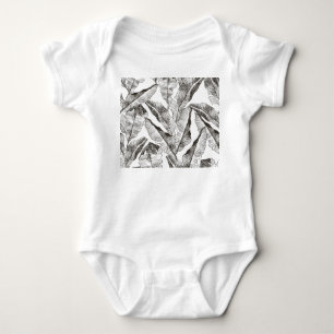 Black White Jungle: Tropical Plant Pattern Baby Bodysuit