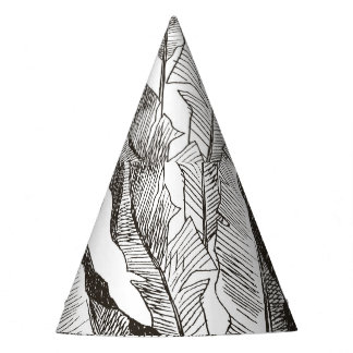 Black White Jungle: Tropical Plant Pattern Party Hat