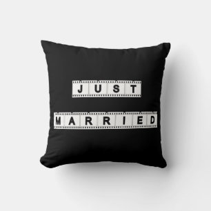 Black White Just Married Cushion