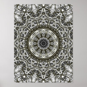 black white kaleidoscope pattern poster
