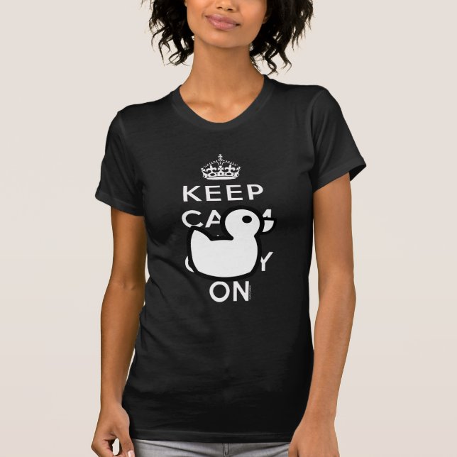 Black White Keep Calm Rubber Duck Humour Shirt (Front)