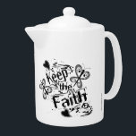 Black & White Keep the Faith Graffiti Teapot<br><div class="desc">A retro hippie style "Keep the Faith" teapot with grunge lettering and illustrated with graffiti butterflies,  dotted hearts and other details! Butterflies and hearts original art.</div>