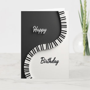 Black White Keyboard Birthday Card