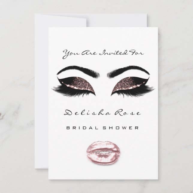 Black White Kiss Makeup Bridal Shower Mermaid Invitation (Front)