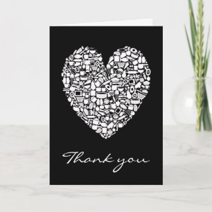 Black White Kitchen Heart Thank You Wedding Card