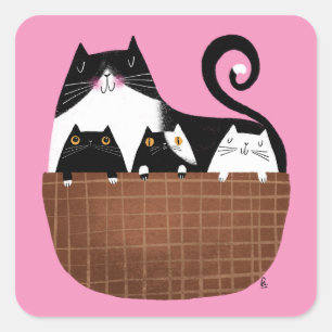 Black & White kittens Square Sticker