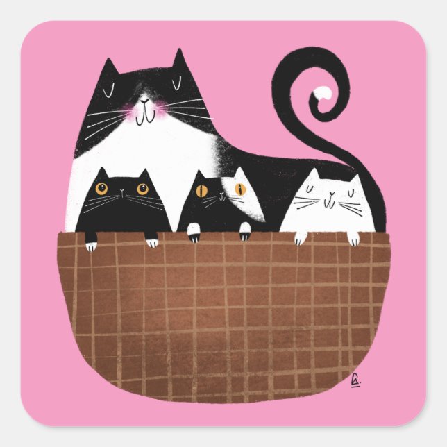Black & White kittens Square Sticker (Front)