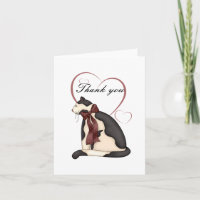 Black & White Kitty Cat w/Hearts Thank You