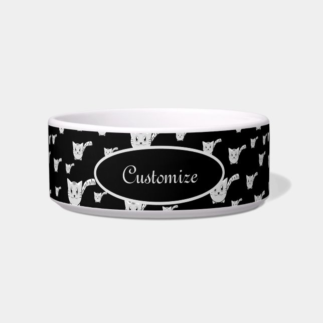 Black & White Kitty Pattern Pet Bowl (Front)