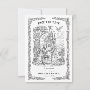 Black White Knight Bride Castle Gothic Wedding  Save The Date