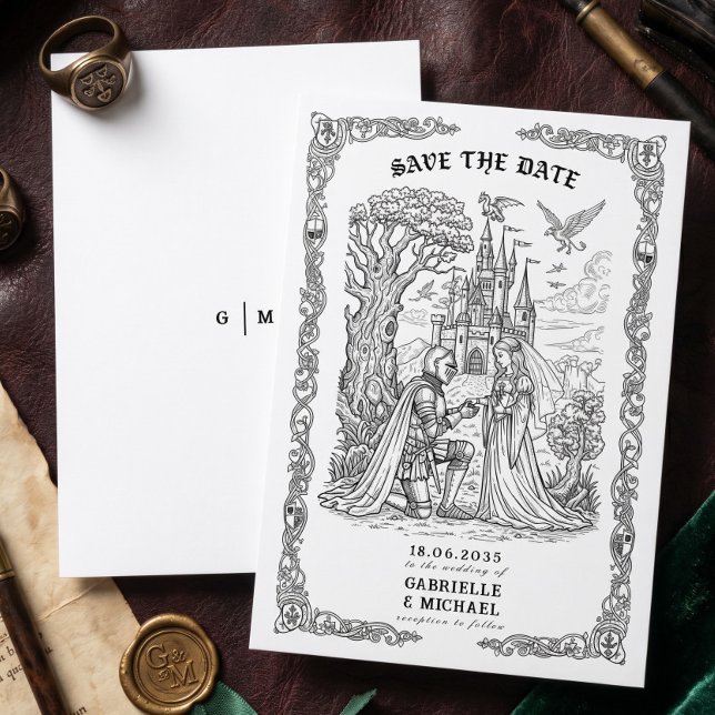 Black White Knight Bride Castle Gothic Wedding  Save The Date (Creator Uploaded)
