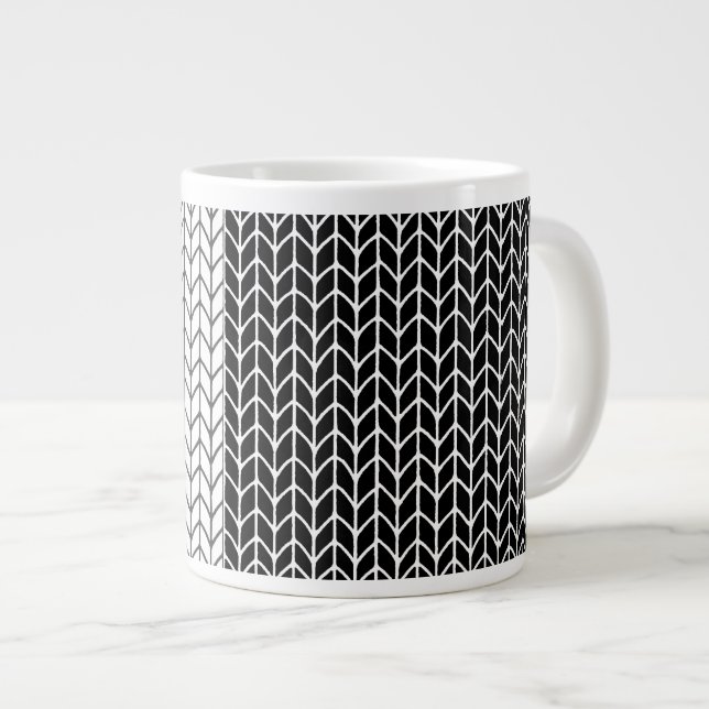 BLACK & WHITE KNIT Big White Mug (Front Right)