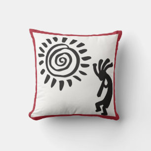 Black White Kokopelli Throw Pillow