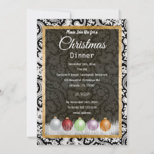 Black & White Lace Christmas Invitation
