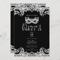 Black & White Lace Masquerade Sweet 16 Party 