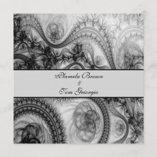 Black & white lace modern floral Wedding Invitation